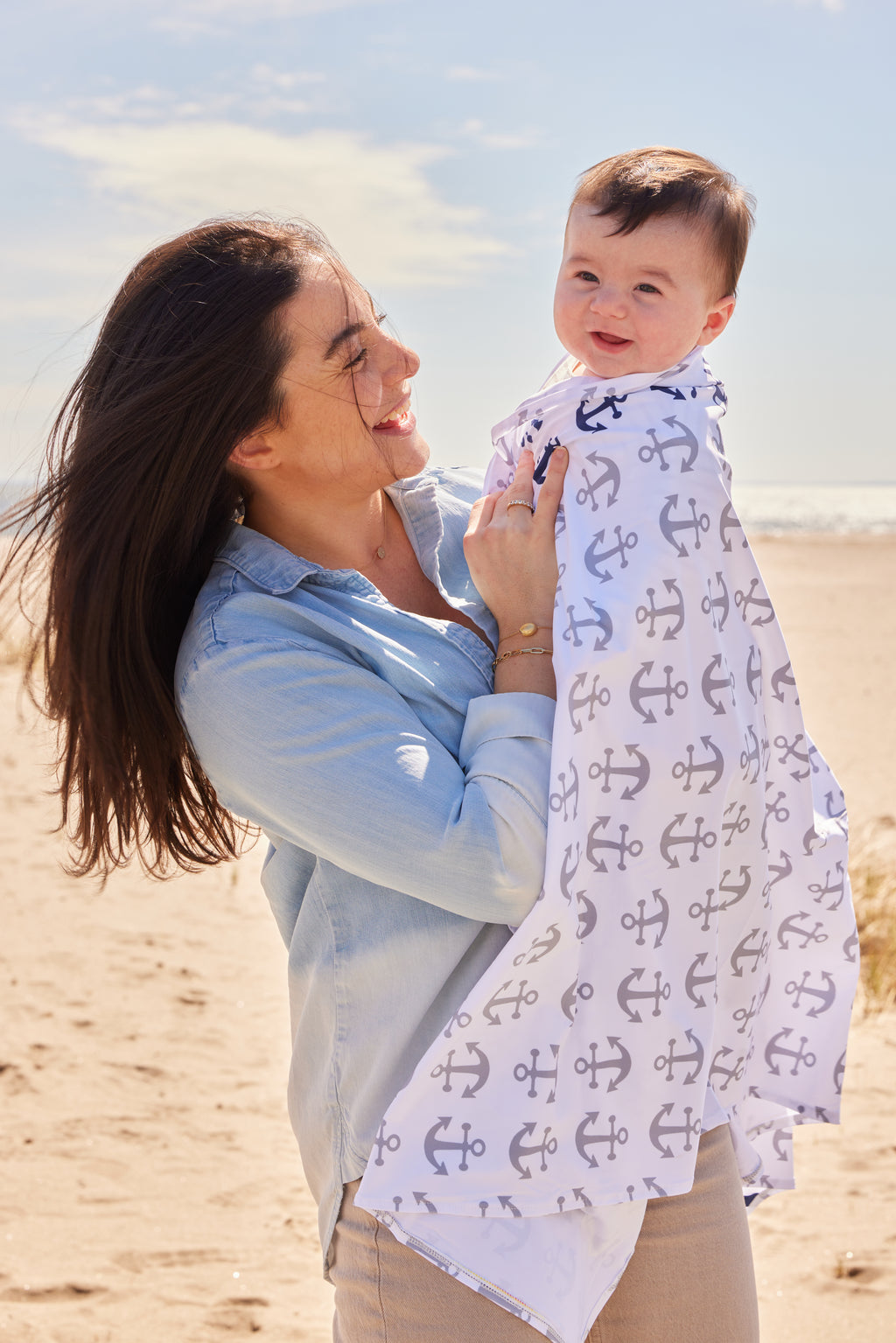 UPF 50 Beach Towel/Wrap  - Anchors Away