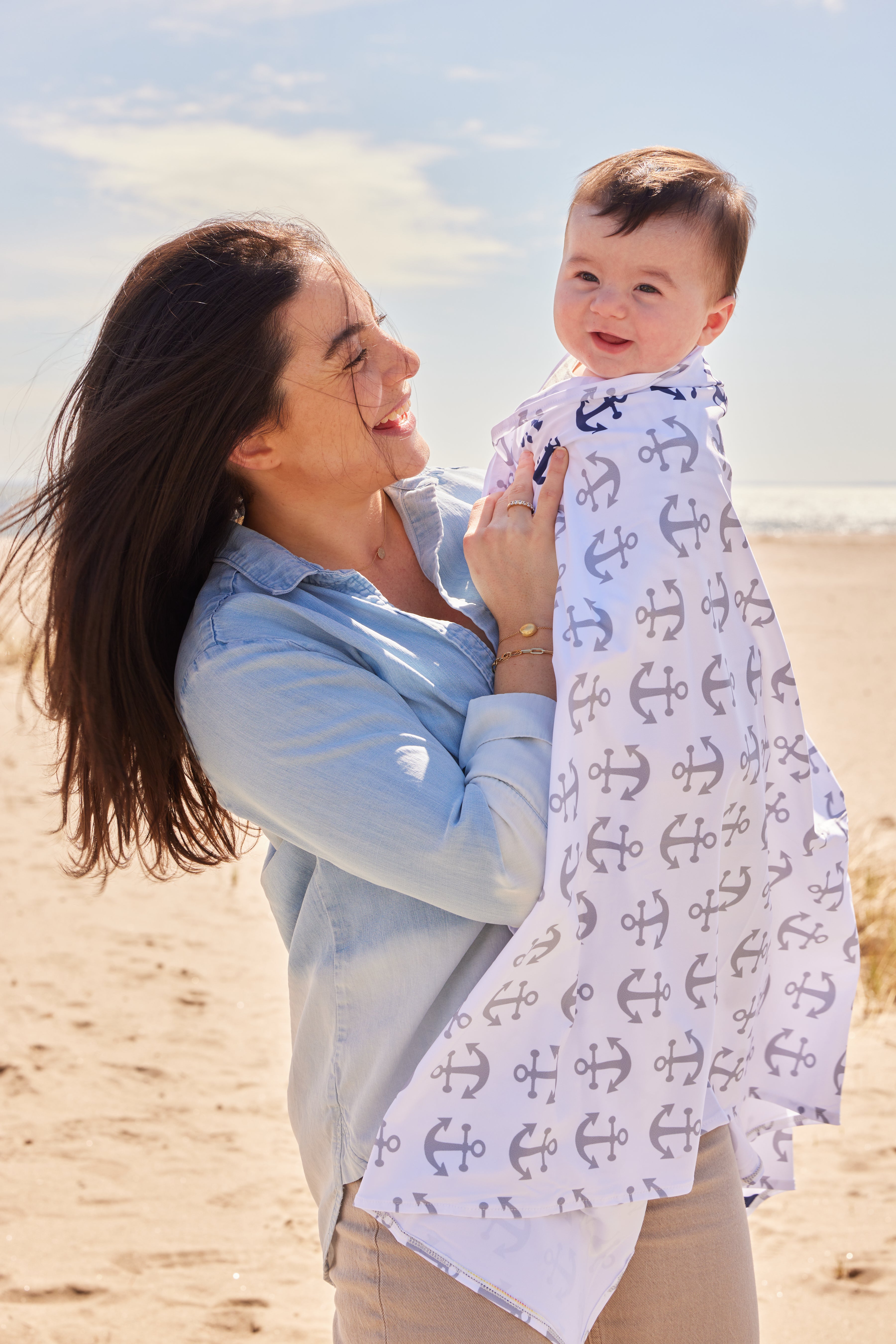UPF 50 Beach Towel/Wrap  - Anchors Away